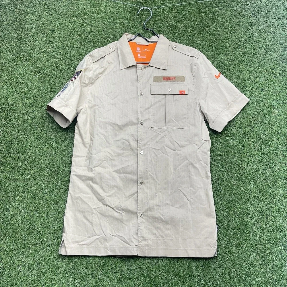 Cleveland Browns Salute to Service Nike Shirt Mens Small Sideline Button-Up